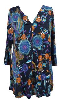 Dámska tmavomodrá kvetovaná blúzková á tunika zn. Renne