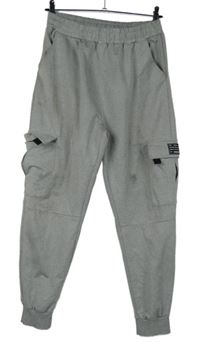 Dámské šedé sportovní cargo tepláky s kapsami Shein 