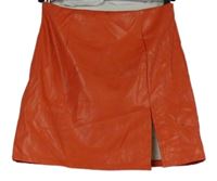 Dámska oranžová koženková sukňa PrettyLittle Thing
