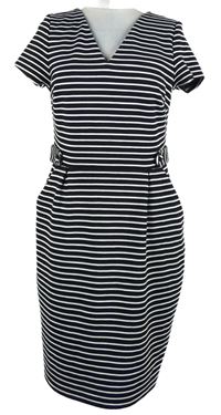 Dámské černo-bílé pruhované pouzdrové šaty TU 