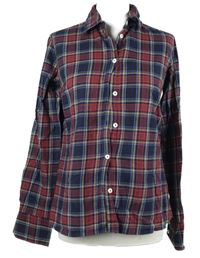 Dámská tmavomodro-červená kostkovaná halenka Franco Callegari 