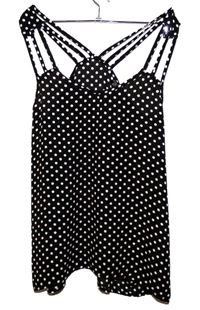 Dámský černo-bílý puntíkovaný top 