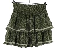 Dámska khaki vzorovaná šifónová sukňa s pruhmi