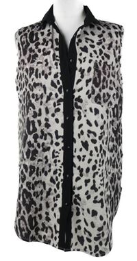 Dámska čierno-béžová vzorovaná blúzka