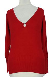 Dámsky červený ľahký sveter so sponou RJR