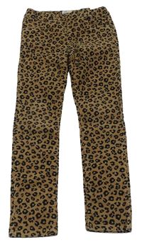Béžové elastické manšestráky s leopardím vzorom H&M