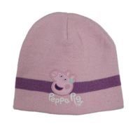 Růžová čepice s proužkem a Peppa pig