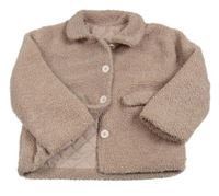 Svetloružová huňatá podšitá bunda Shein