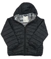 Černá šusťáková prošívaná zateplená bunda s kapucí M&S