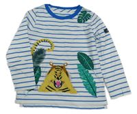 Bílo-modré pruhované triko s tygrem Joules