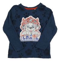 Tmavomodré triko s PAW PATROL z překlápěcích flitrů Nickelodeon