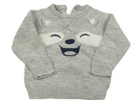 Sivý melírovaný sveter s medvěďom C&A