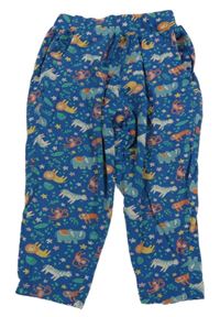 Modré ľahké capri tepláky so zvieratkami frugt
