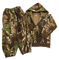 2set- hnědo-béžovo-zelená softshellová bunda s kapucí+ kalhoty