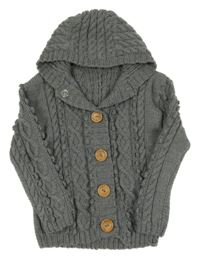 Sivý prepínaci sveter s kapucňou