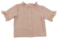 Ružovo-hnedá blúzka s volány Shein