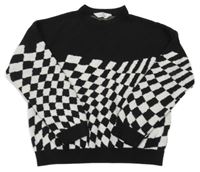 Čierno-biely kockovaný sveter H&M