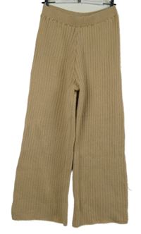 Dámske béžové pletené rebrované nohavice Shein