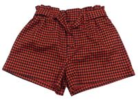 Červeno-čierne vzorované kraťasy s opaskom Primark