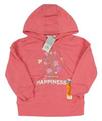 Růžová mikina s kytičkami a kapucí Primark