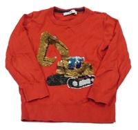 Červený sveter s překlápěcími flitre C&A