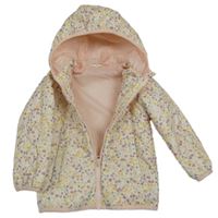 Smetanovo-farebná kvetovaná šušťáková jarná bunda s kapucňou George