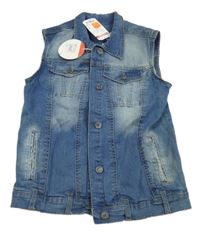 Nové - modrá rifľová vesta s vreckami