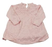 Světlerůžové pletené šaty s perforovaným vzorem Mothercare