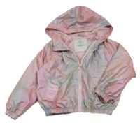 Světerůžovo-modrá duhová šusťáková jarní bunda s kapucí George