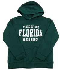 Tmavozelená mikina s nápisom a kapucňou LC Waikiki