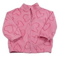 Ružová fleecová prepínaci mikina so srdiečkami Dunnes