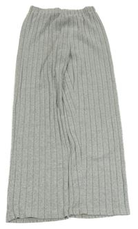 Sivé rebrované úpletové nohavice Shein