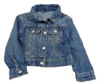 Modrá rifľová crop bunda Kiabi