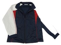 Tmavomodro-bielo-červená športová prepínaci mikina