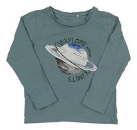 Sivé tričko s planetou Name it