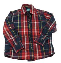 Tmavomodro-bílo-žlutá kostkovaná košile 