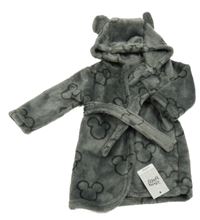 Nové - Šedý plyšový župan s Mickeym a kapucí George