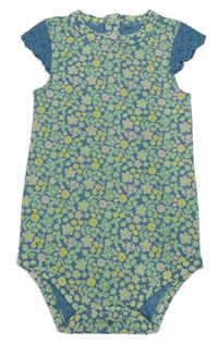 Modro-zelené kvetované body s madeirou