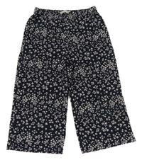 Tmavomodré kvetované culottes nohavice Name it