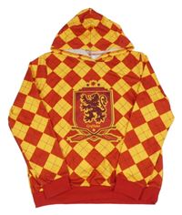 Červeno-žltá károvaná mikina s obrázkom a kapucí - Harry Potter