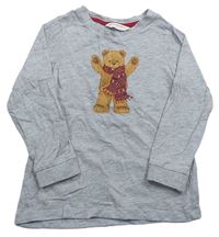 Sivé pyžamové tričko s medvěďom