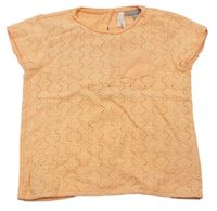 Oranžové tričko s dirkovaným vzorom a vreckom