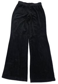 Čierne zamatové flare nohavice H&M