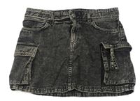 Tmavosivá rifľová cargo sukňa H&M
