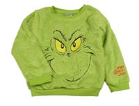 Limetková chlpatá mikina s Grinchem