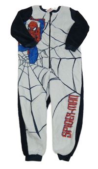 Tmavomodro-bílý chlupatý overal se Spidermanem Marvel