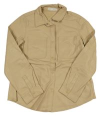 Béžová koženková košeľová bunda Zara