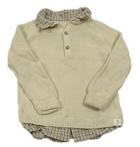 Béžový svetr se všitou košilí George