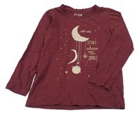 Vínové triko s měsíci Tchibo 