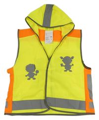 Žlto-oranžová reflexní vesta s kapucňou